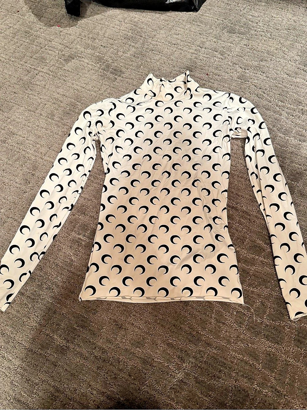 Marine Serre Borderline Moon Print Top White & Black Small